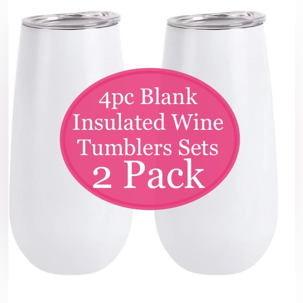 Blank White Stainless Steel Wine Tumblers w Straws & More DIY Cricut Lot Bundle